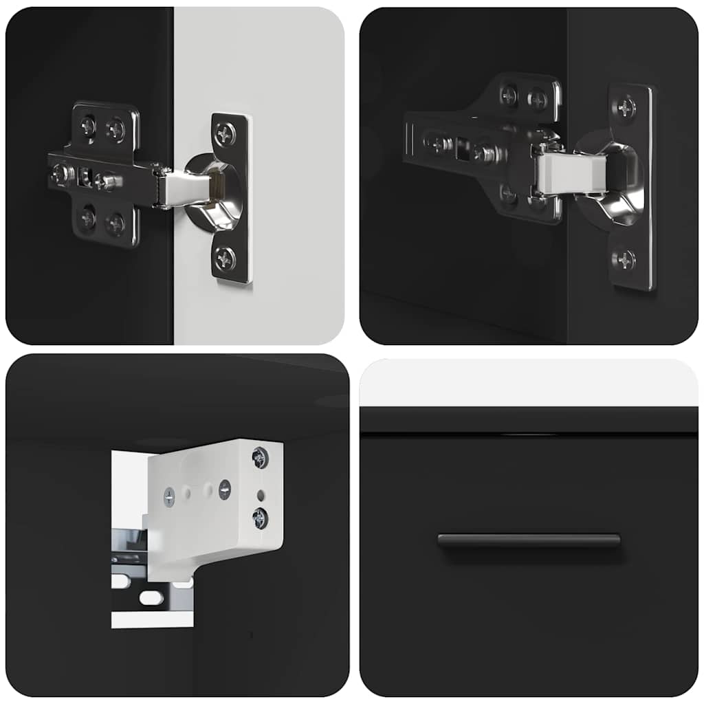 Bathroom Furniture Set with Shelf 2 pcs Black 76.5 x 35 x 64 cm